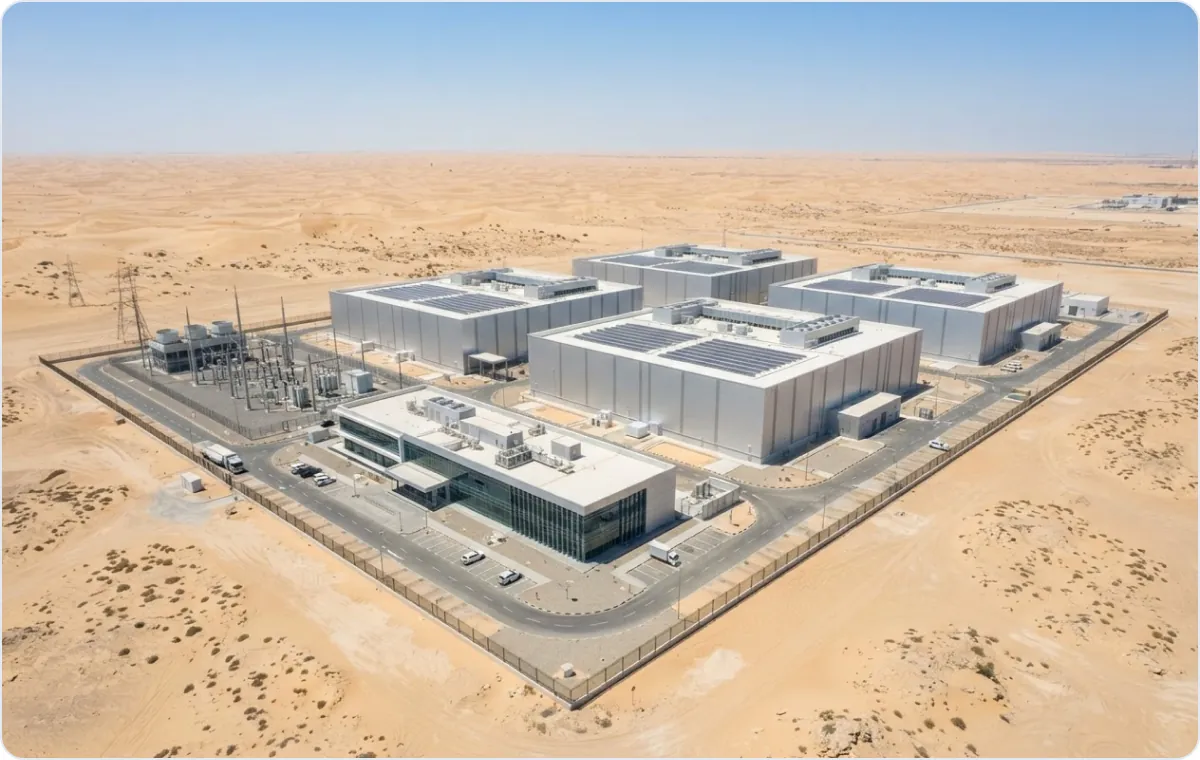 Aerial view of the desert facility